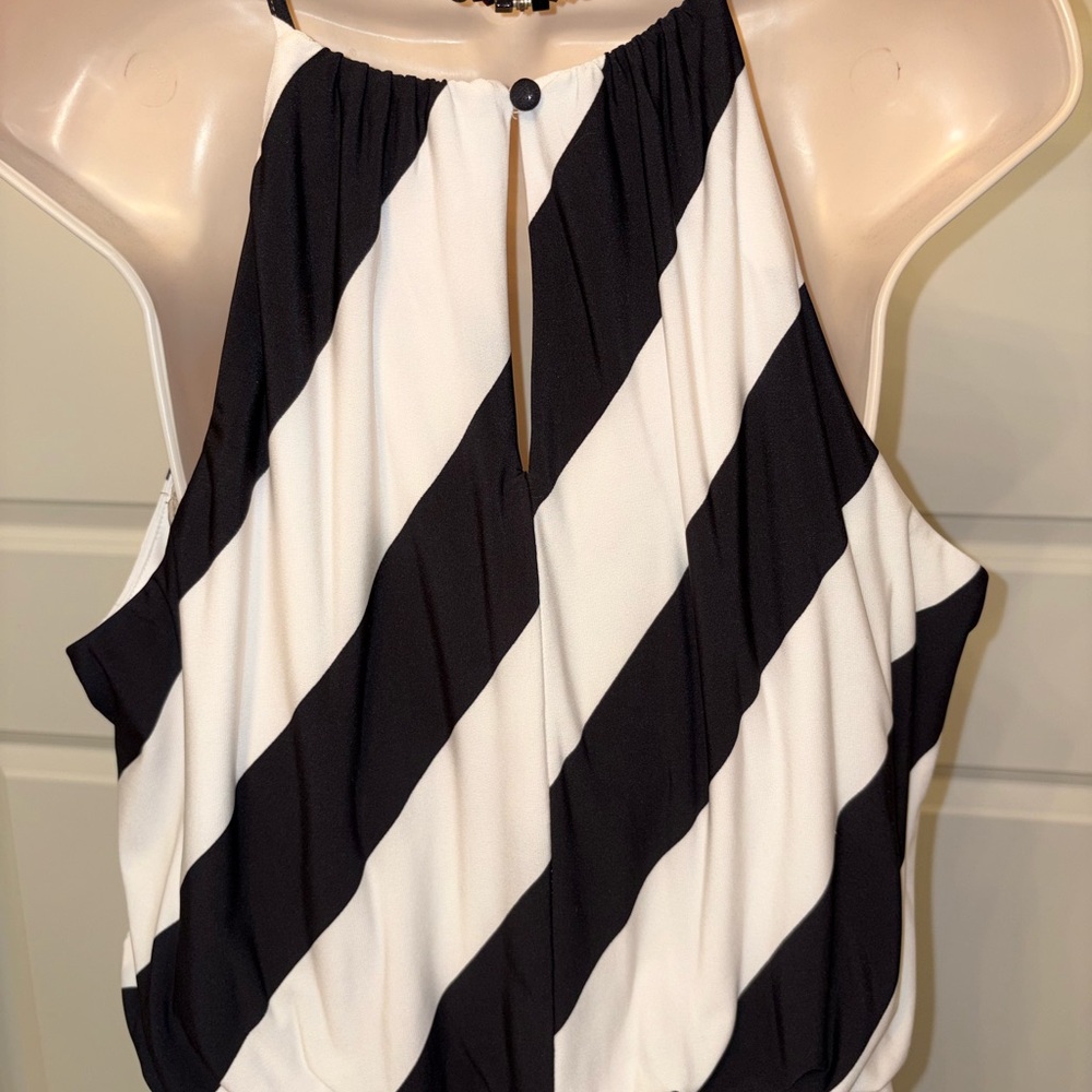 London Times Petite Black and White Striped Maxi Dress 14P - Picture 6 of 11